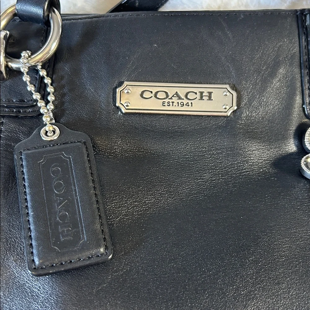 Coach Black Leather Tote and Walletwith Silver Hardware, WHBM Bag Charm/Bracelet